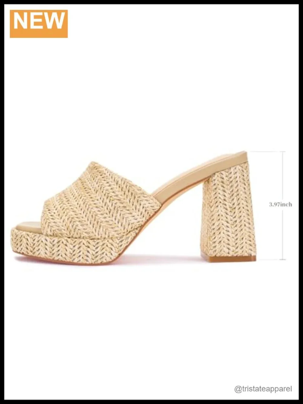 Raffia Platform Heels Espadrilles Chunky Block Heel Slip On Open Toe Sandals